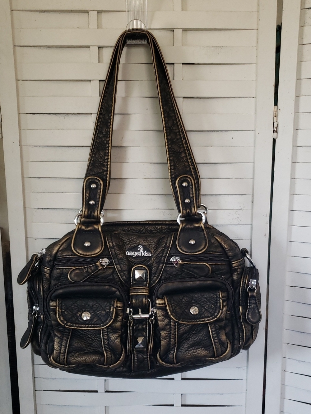 Angel Kiss Bown Shoulder Bag with Gold Trim